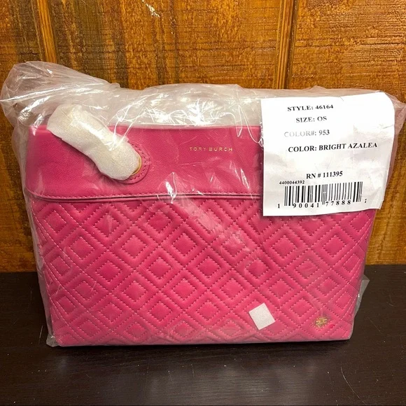 Tory Burch Fleming Small Quilted Leather Tote - Bright Azalea - Picture 5 of 6